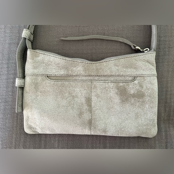 HOBO textured- or distressed-look small crossbody genuine leather bag gray EUC - Picture 5 of 11